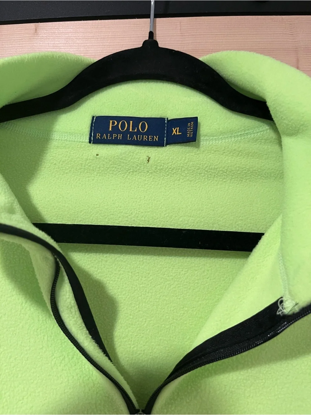 Ralph Lauren Men’s Neon Lime Quarter-Zip Fleece Pullover 🐎